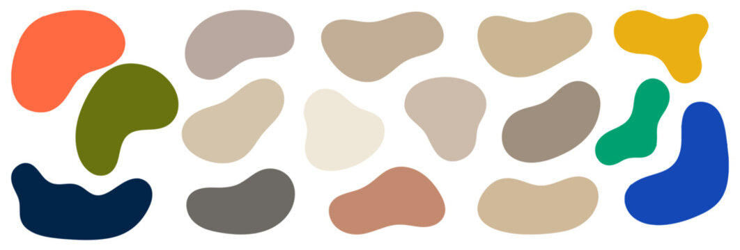 Set of various colorful organic abstract shapes and blobs isolated on a white background for design elements