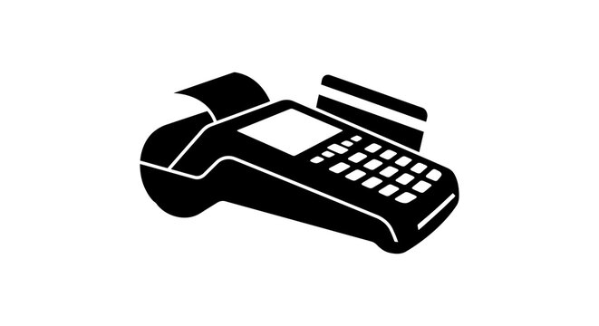 Point of sale terminal with card reader black silhouette