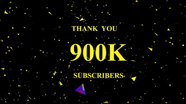 Celebratory confetti explosion milestone frame showcasing 900 thousand subscribers achievement party vibes