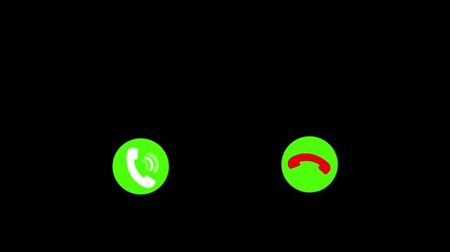 Minimalist green call and hang up phone on black background contrast visuals for user interface digital