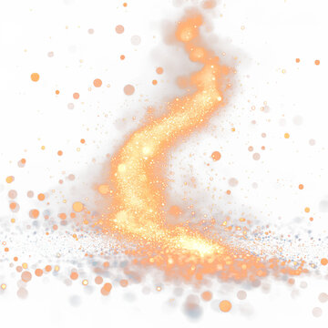Glowing vortex of light and particles swirls in a blurred abstract, creating a dynamic effect