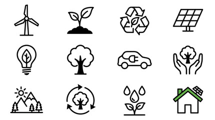 Eco-friendly Icons: Renewable Energy, Sustainability, Nature and Green Technology Symbols © Jiny