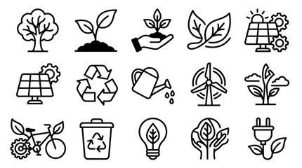 Eco-friendly Icons: Sustainable Energy, Nature, Recycling, and Green Technology © Jiny