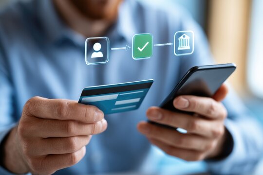 Online Payment Process with Credit Card and Smartphone.