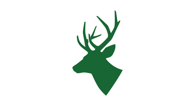 Green deer head with antlers profile.