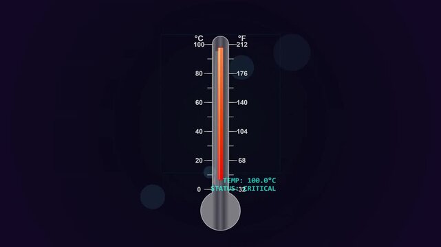 Digital thermometer displays rising temperature on dark background.