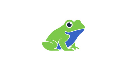 Obraz premium BrightGreenFrogIllustrationWithBlueAccents.