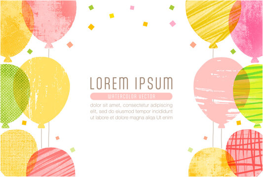 Balloon Watercolor Birthday Card Background