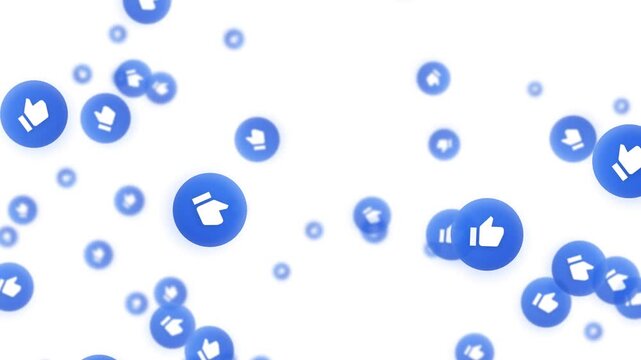 Blue Like Icons Floating Motion Background Loop. 4K