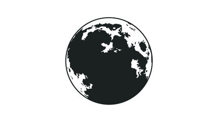 Full moon illustration shows a detailed black and white representation of the lunar surface with visible craters and textures against a clean white background. © MstShopna