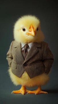 Business Chick &ndash; A Young Yellow Chicken Dressed in a Suit and Tie, Ready for Corporate Success and Financial Growth.