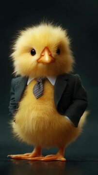 Adorable Baby Chick in Business Suit &ndash; Professional Poultry Concept for Finance, Humor, and Cute Animal Stock Photography