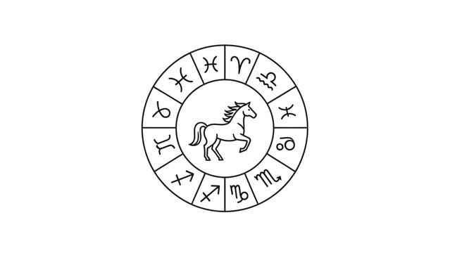 Zodiac wheel with horse symbol.