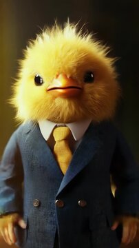 Adorable Duckling Business Executive in Suit and Tie - Quirky Animal Professional Portrait for Conceptual Stock Imagery