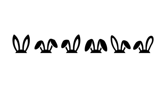 Rabbit Ears Silhouette Icon Set