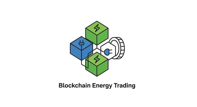 Blockchain energy trading system logo design.