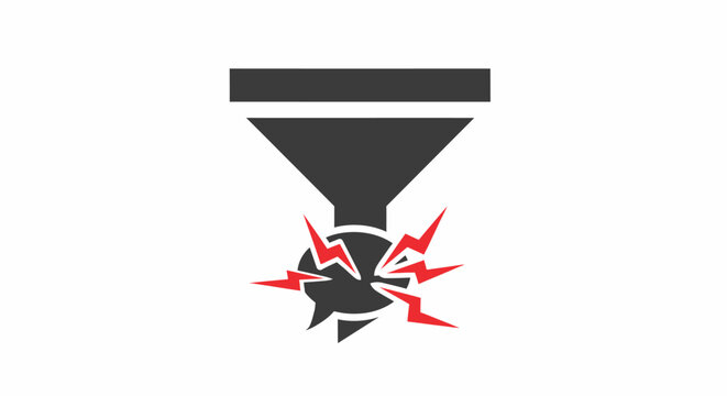 Black funnel breaking star symbol.