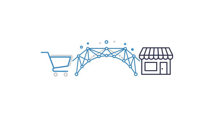Ecommerce shopping cart network connection. © stc