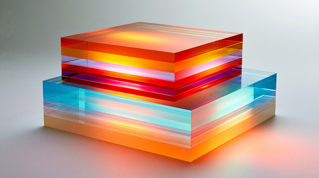 Colorful fused plastic board samples, sustainable recycled material for design and corporate concepts 