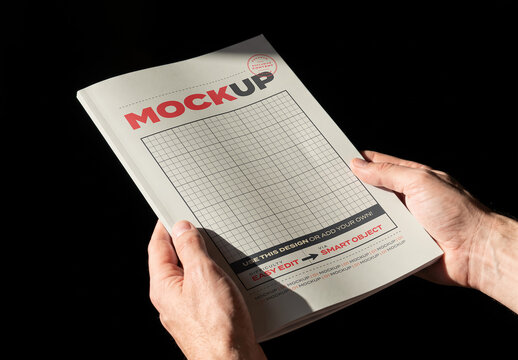 Hands Holding Brochure Magazine Cover Mockup