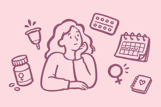Women Period Health Doodle Vector Illustration