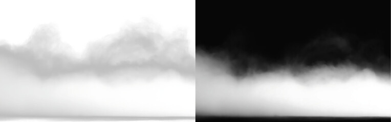 Fototapeta premium White Fog or Smoke Overlay Effect on white and Black Backgrounds