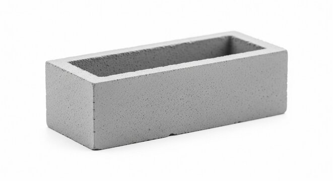 A single grey concrete brick element with a rectangular hollow opening