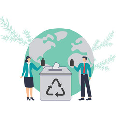 People helping to clean the world by recycling and sorting waste for better environment. Environmental and earth day vector cartoon illustration for landing page, web banner, hero images stock illustr