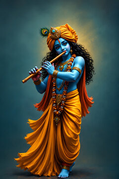 Lord Krishna painting happy Janmashtami is a Indian Hindu God