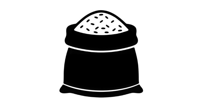 Full sack of rice grain agricultural harvest icon Black Silhouette Icon