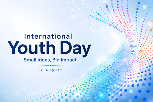Happy International Youth Day 2026 Modern Abstract Typography Poster with Vibrant Blue Gradient Vector Design