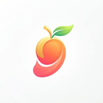 Modern colorful mango fruit logo vector design with vibrant gradient, abstract leaf, and smooth curves