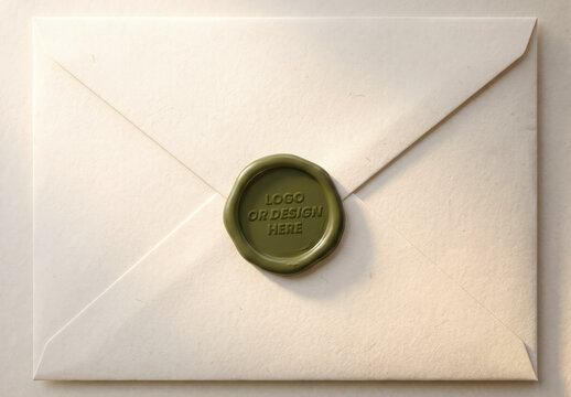 Wax Seal Closing Envelope Design Logo Branding Mockup