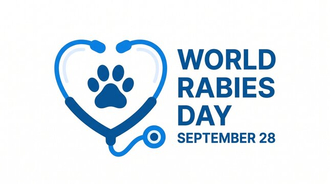 World rabies day logo with paw print heart
