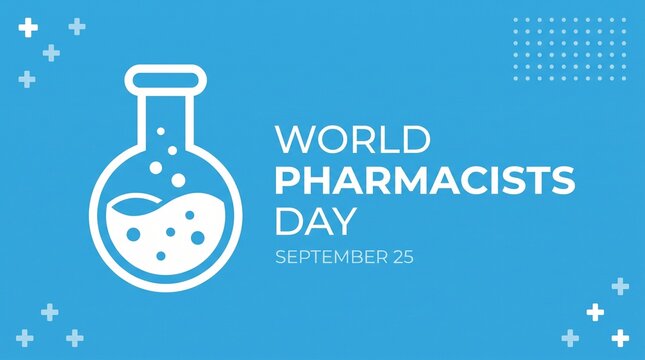 World pharmacists day illustration with flask