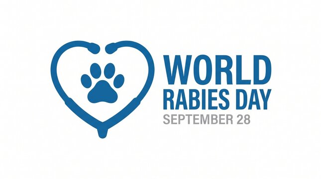 World rabies day logo with paw print heart