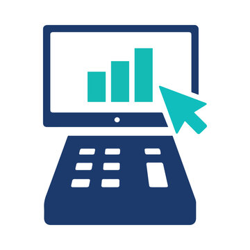 Modern Analytics Laptop Logo with Growth Chart for Business Intelligence Software Finance and Data Branding