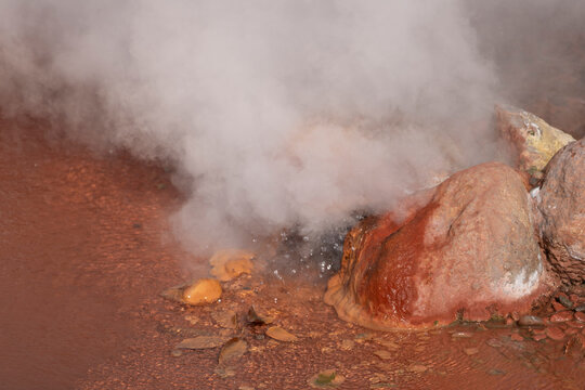Chinoike Jigoku or blood pond naturally red hot spring in Umior Beppu Hells hot springs