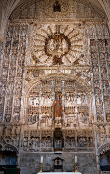Gothic altarpiece of Saint Anne inside Burgos Cathedral in Burgos, Spain
