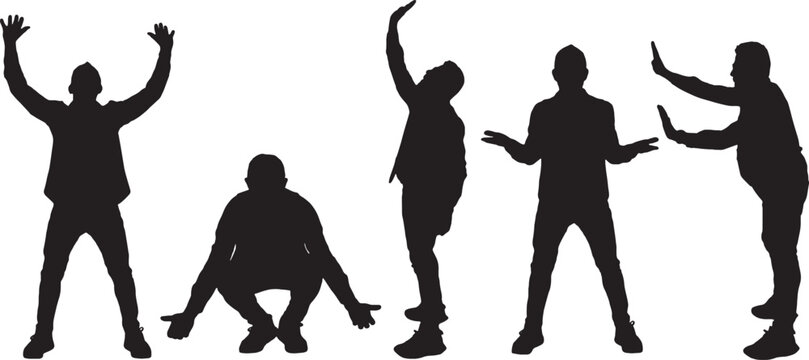 vector, silhouette of the same man lifting, squeezing, and holding something imaginary