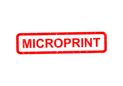 Red microprint stamp with microprint text illustration