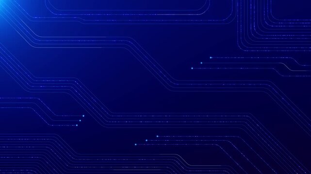 Minimal electronic circuit copy space thin blue traces, bright node dots, and dark futuristic layout. tech titles, app intros, software explainers, cyber banners, hardware screens, motion graphics.