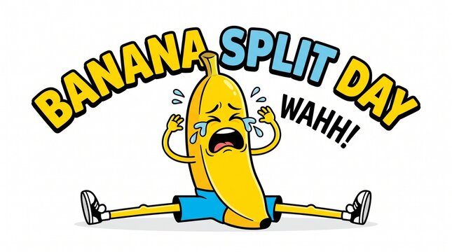 Funny banana crying on banana split day