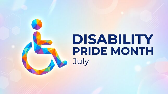 Disability pride month colorful wheelchair icon