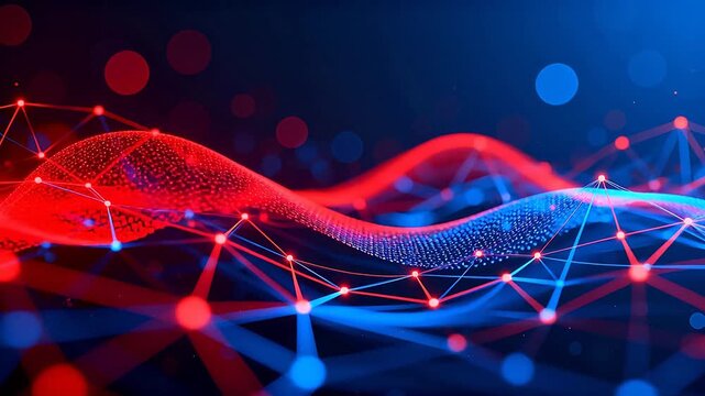 Abstract wave of connected dots