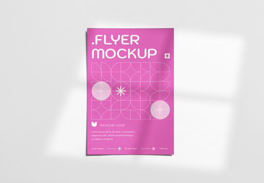 A4 Paper Flyer Mockup. Poster With Natural Window Shadow