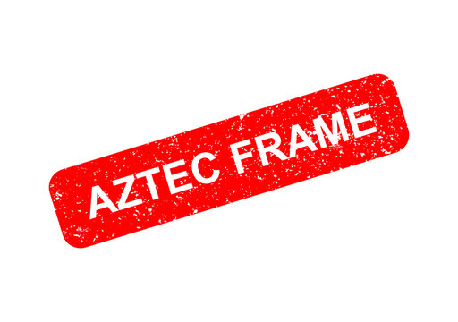 Red vintage style aztec frame stamp with text illustration