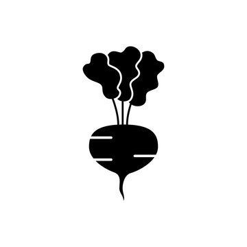 This is a minimalist vector illustration of a Turnip icon, featuring a simple, clean, and solid glyph style. The icon can be used as a symbol, sign, or logo.