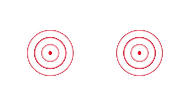 Two red circular target with concentric rings and a solid center dot isolated on a clean white background for and interface use