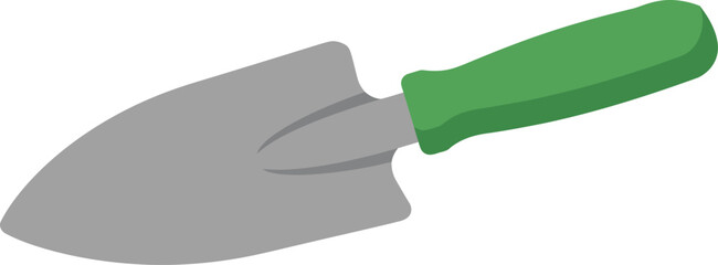 Small handheld metal garden trowel with green handle gardening handheld agriculture planting © Tharul
